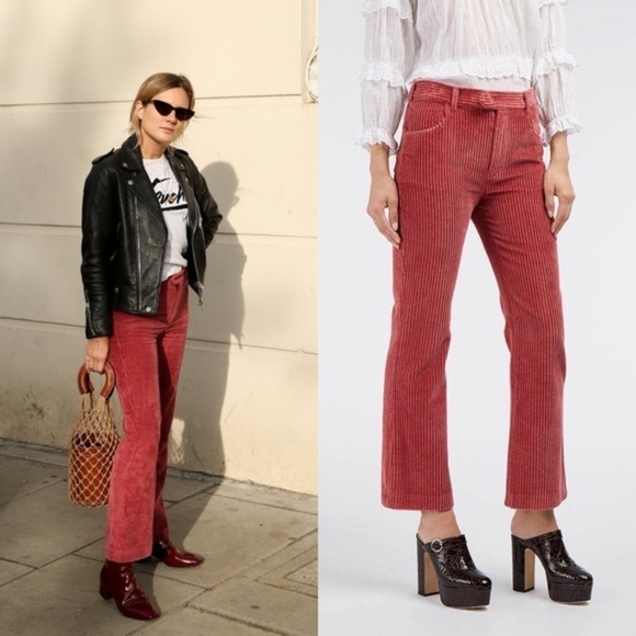 Isabel Marant Corduroy Reo Flared Y2K Salmon Pants - Picture 1 of 10